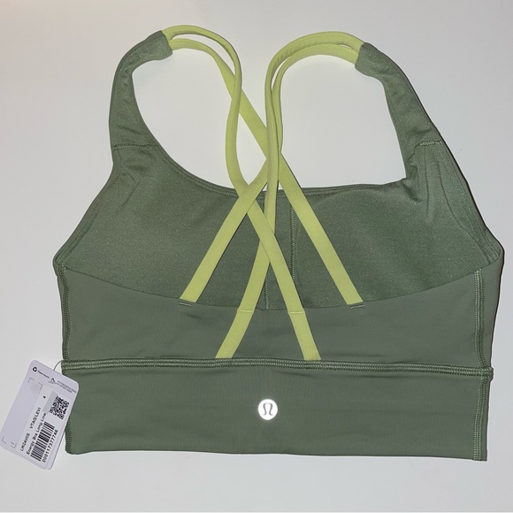 NWT 💚💛 Lululemon Energy Bra Long Line – Vista Green/Lemon Vibe – Size 4 - Picture 2 of 2